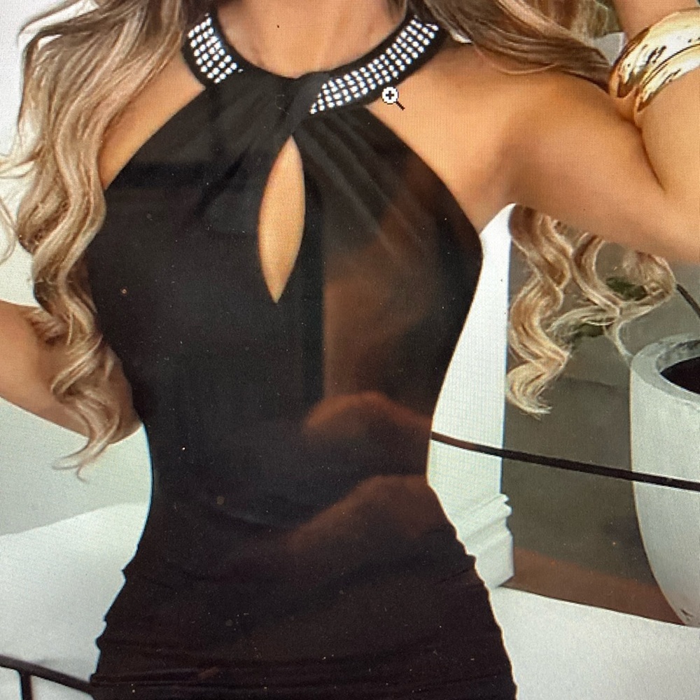 black bodycon for length halter dress thigh split large